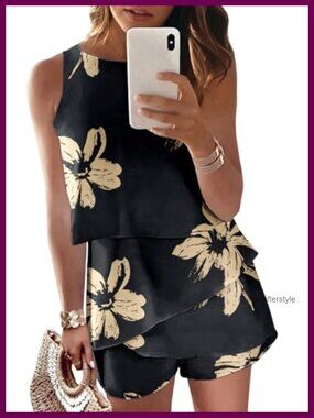 Sleeveless Halter Ruffle Chiffon Romper Dressy Summer Jumpsuit